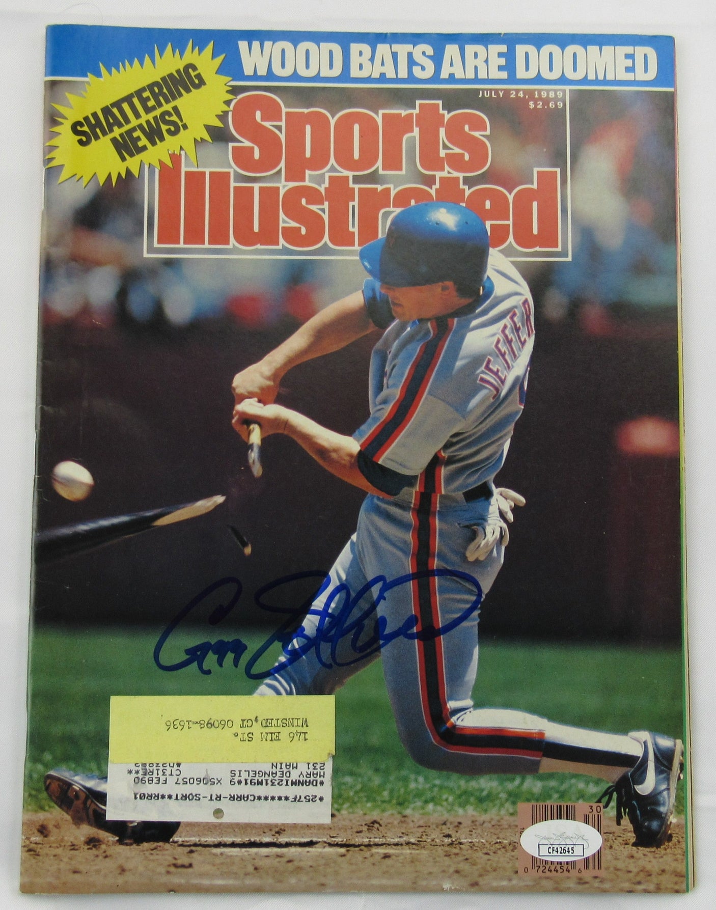 Gregg Jefferies Signed Auto Sports Illustrated Magazine JSA CF42645