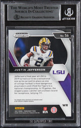 Vikings Justin Jefferson Signed 2020 Panini Prizm Draft Picks #56 Card BAS Slab