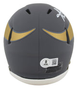 Vikings Aaron Jones Authentic Signed Slate Speed Mini Helmet BAS Witnessed