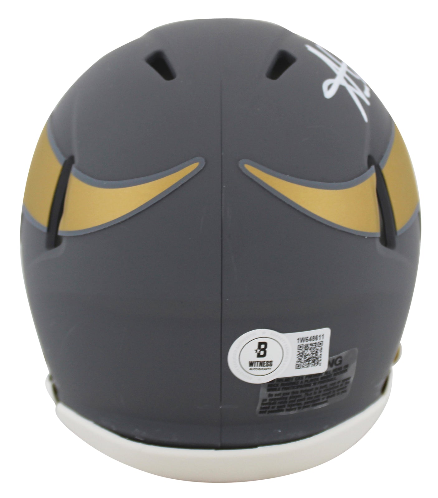 Vikings Aaron Jones Authentic Signed Slate Speed Mini Helmet BAS Witnessed