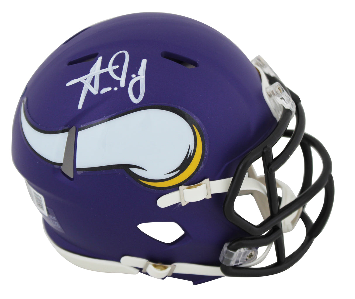 Vikings Aaron Jones Authentic Signed Speed Mini Helmet W/ Case BAS Witnessed
