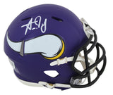 Vikings Aaron Jones Authentic Signed Speed Mini Helmet W/ Case BAS Witnessed