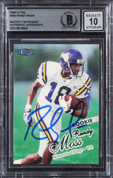 Vikings Randy Moss Signed 1998 Ultra #406 Rookie Card Auto 10! BAS Slabbed