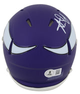 Vikings Aaron Jones Authentic Signed Speed Mini Helmet W/ Case BAS Witnessed