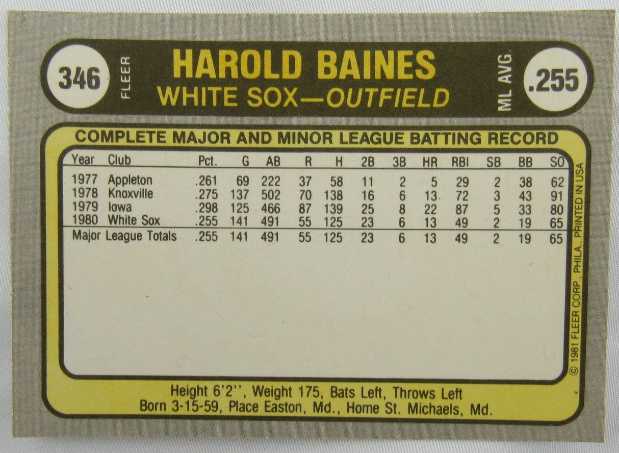 1981 Fleer Harold Baines Baseball Card Lot - 3 Total - Blackless Printing Error...