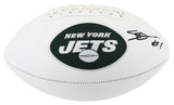 Jets Ahmad "Sauce" Gardner Signed White Panel Logo Football w/ Case BAS Witness