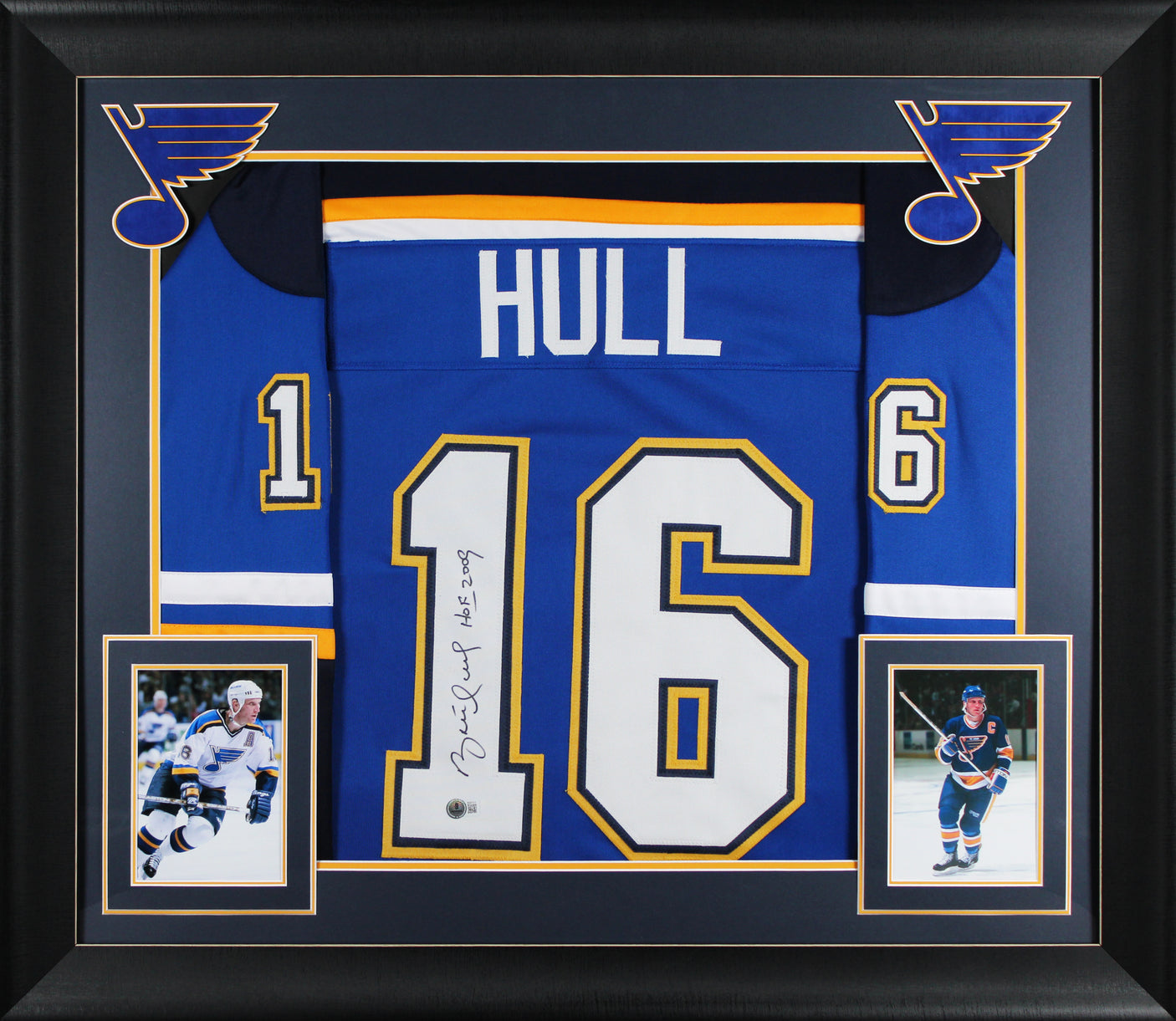 Brett Hull "HOF 2009" Authentic Signed Blue Pro Style Framed Jersey BAS