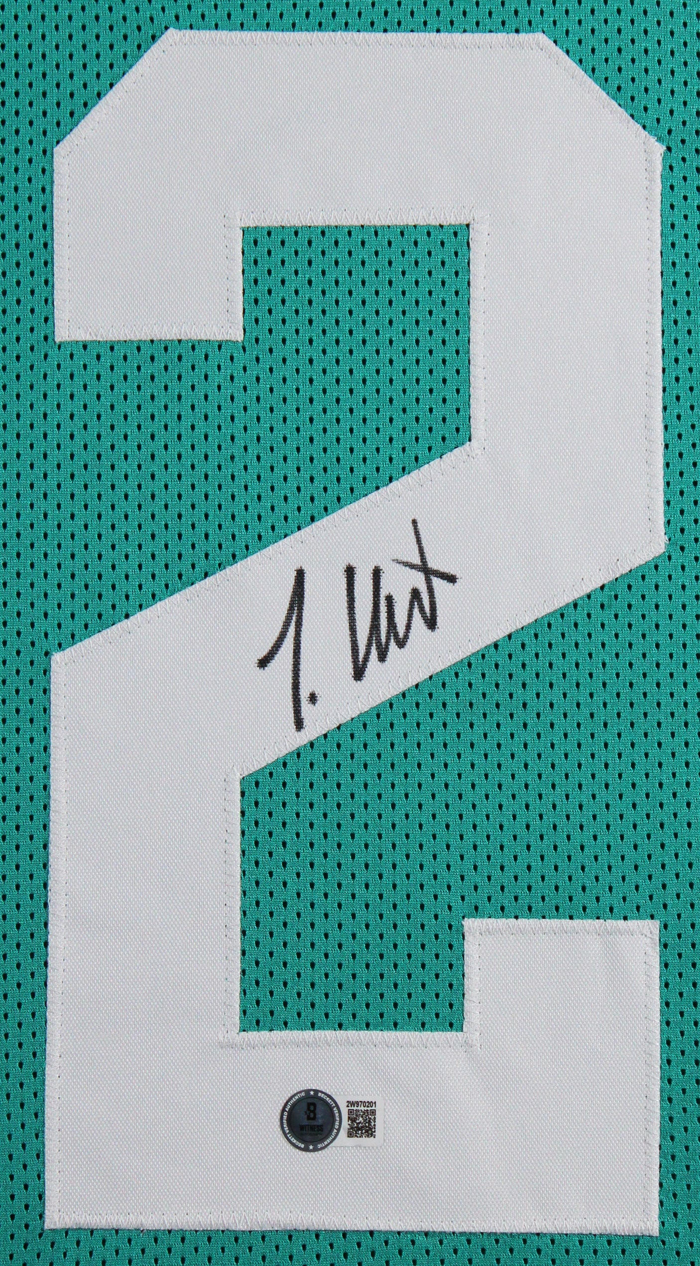 Travis Hunter Authentic Signed Teal Pro Style Jersey Autographed BAS Witnessed