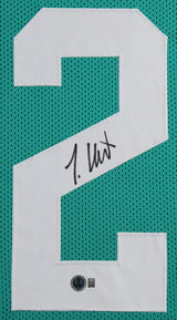 Travis Hunter Authentic Signed Teal Pro Style Jersey Autographed BAS Witnessed