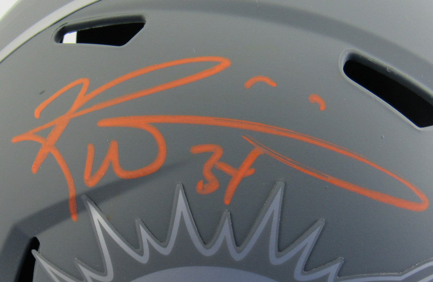 Ricky Williams Signed Full Size Riddell Grey Dolphins Helmet Replica w/ Bowls Insc JSA COA