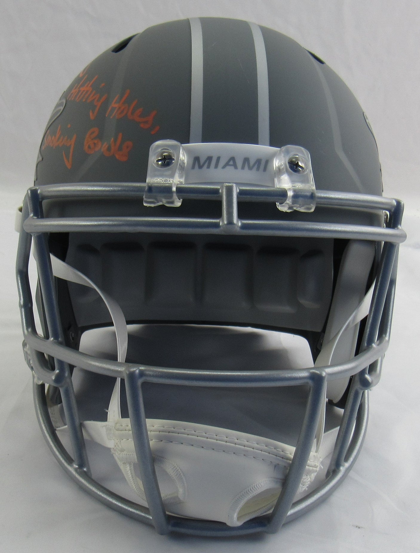 Ricky Williams Signed Full Size Riddell Grey Dolphins Helmet Replica w/ Bowls Insc JSA COA