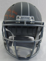 Ricky Williams Signed Full Size Riddell Grey Dolphins Helmet Replica w/ Bowls Insc JSA COA