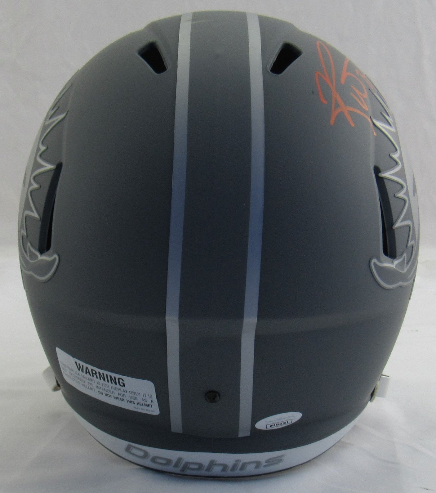 Ricky Williams Signed Full Size Riddell Grey Dolphins Helmet Replica w/ Bowls Insc JSA COA