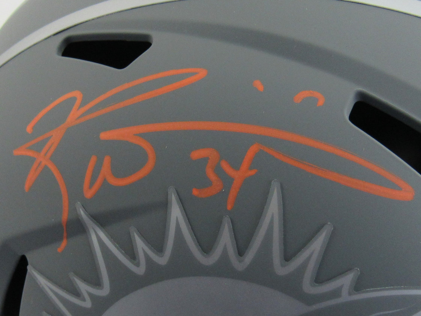 Ricky Williams Signed Riddell Full Size Grey Dolphins Helmet Replica w/ Smoke Insc JSA COA