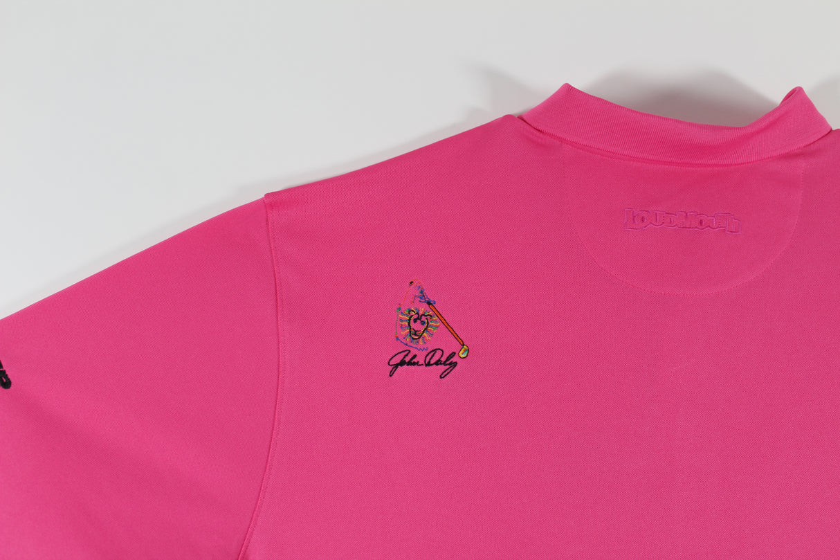 John Daly Signed Match Worn Pink FOH Loudmouth Polo Shirt BAS #JD36BH00342