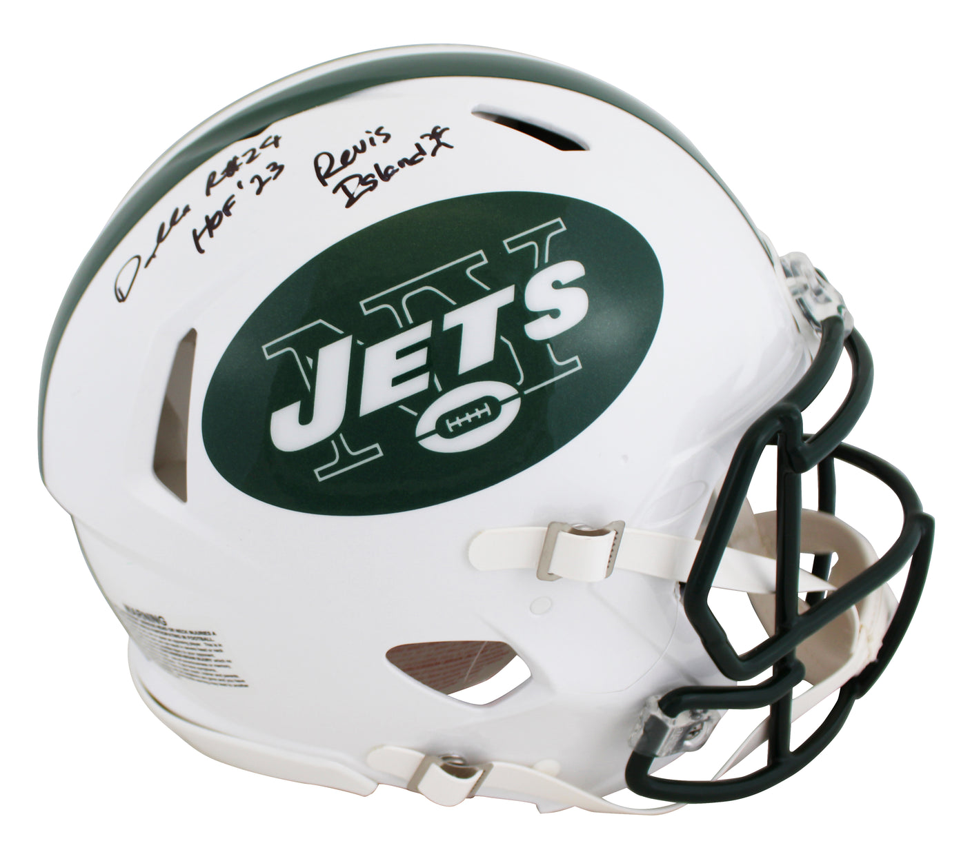 Jets Darrelle Revis "2x Insc" Signed 98-18 TB Full Size Proline Helmet BAS Wit