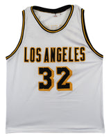 Magic Johnson Authentic Signed White Pro Style Jersey w/ Black #'s BAS Witnessed