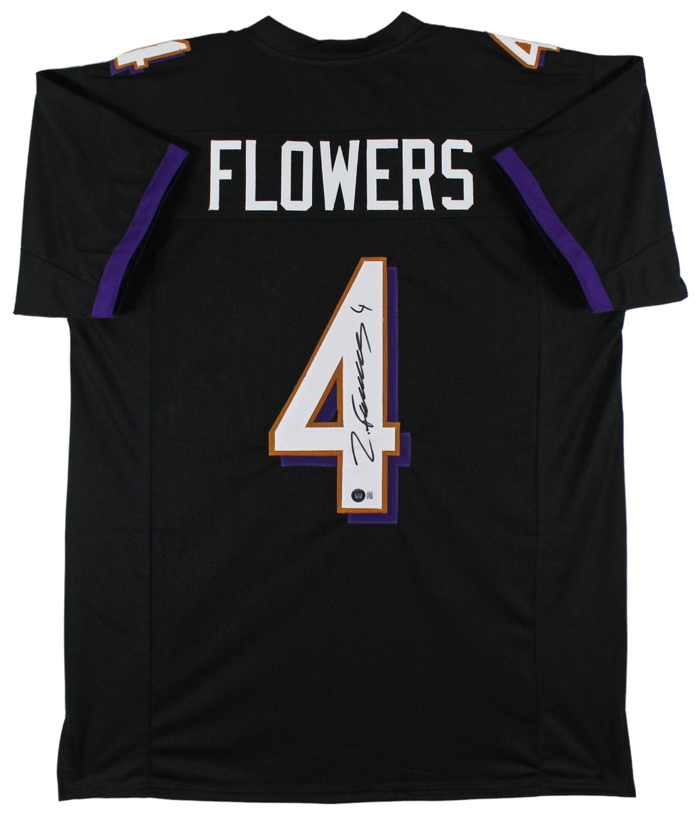 Zay Flowers Authentic Signed Black Pro Style Jersey Autographed BAS