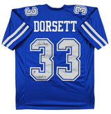 Tony Dorsett "HOF 94" Authentic Signed Blue Throwback Pro Style Jersey BAS Wit
