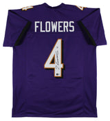 Zay Flowers Authentic Signed Purple Pro Style Jersey Autographed BAS 1