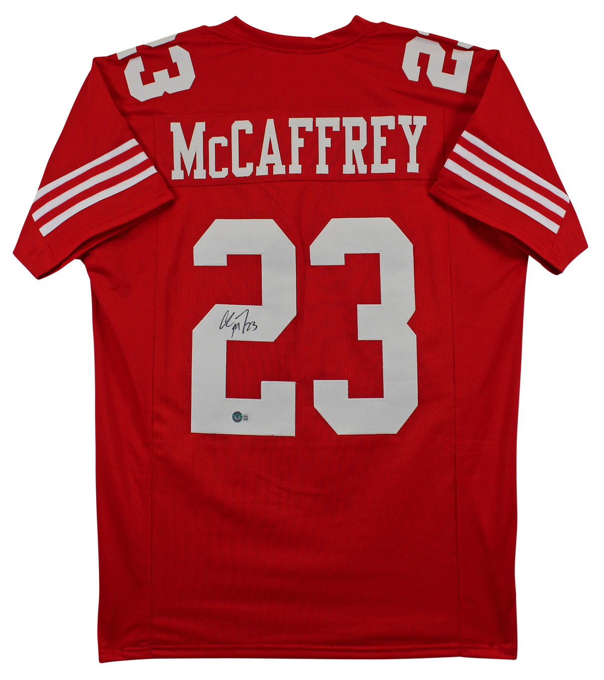 Christian McCaffrey Authentic Signed Red Pro Style Jersey Autographed BAS