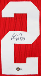 Christian McCaffrey Authentic Signed Red Pro Style Jersey Autographed BAS