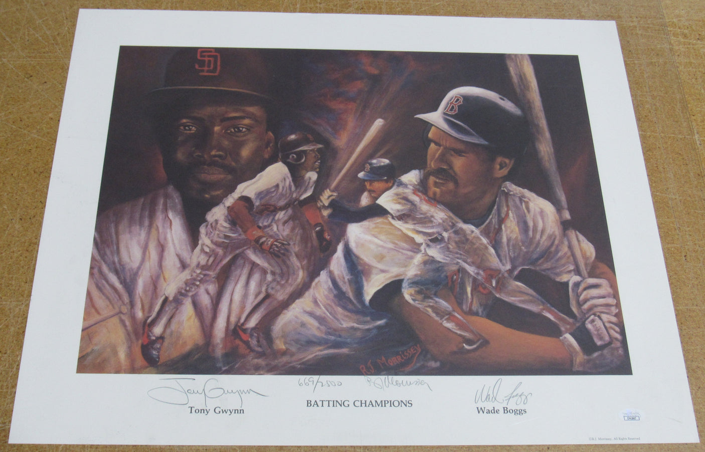 Tony Gwynn Wade Boggs Dual Signed 16x20 Lithograph JSA CF42667