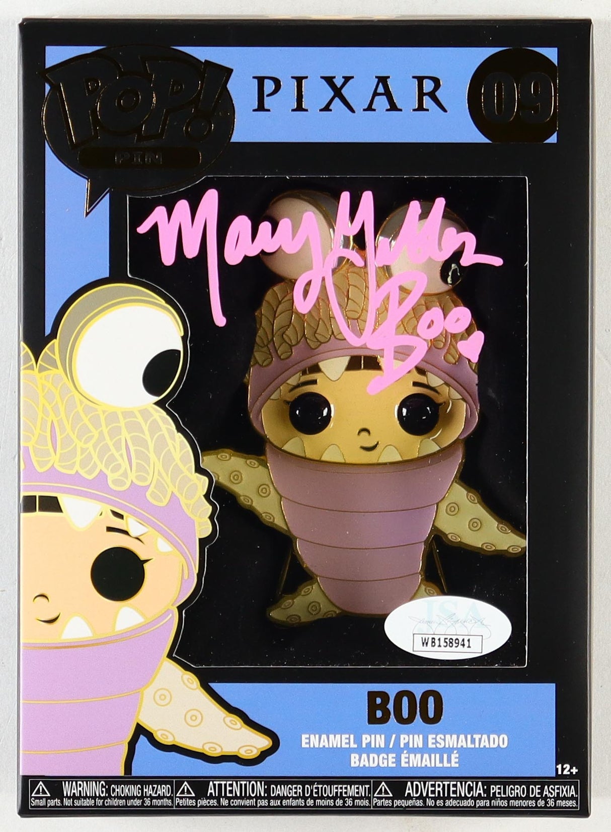 Mary Gibbs Signed "Monster's Inc." #09 Pop! Enamel Pin Inscribed "Boo" (JSA)