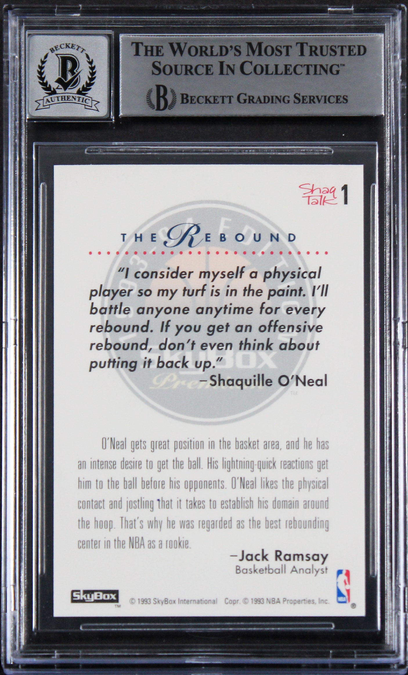 Magic Shaquille O'Neal Signed 1993 Skybox Premium #1 Card Auto 10! BAS Slabbed