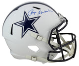 Cowboys Roger Staubach Signed Flat White Full Size Speed Rep Helmet BAS Witness