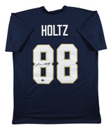 Notre Dame Lou Holtz Authentic Signed Navy Blue Pro Style Jersey BAS Witnessed