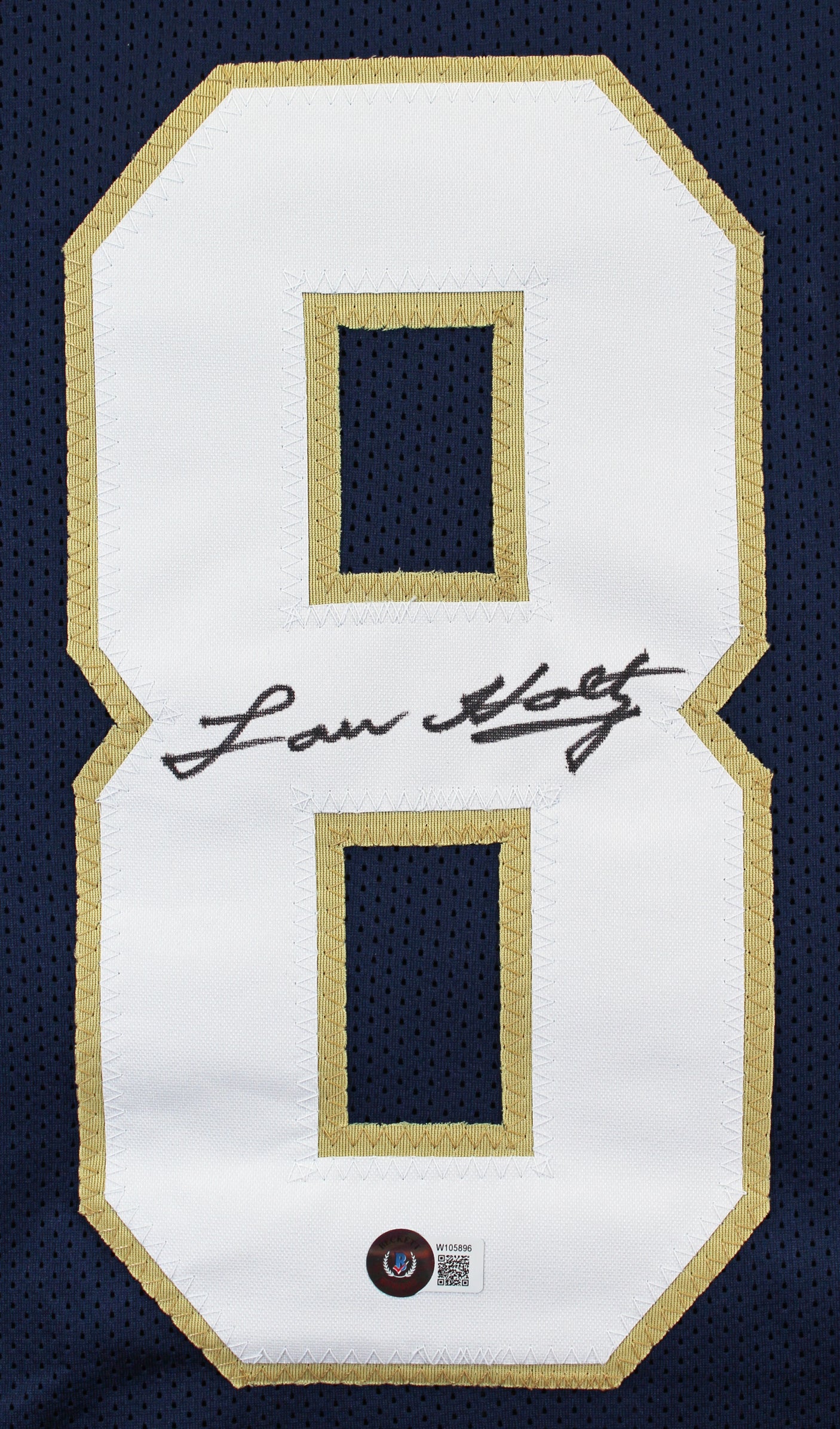 Notre Dame Lou Holtz Authentic Signed Navy Blue Pro Style Jersey BAS Witnessed