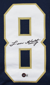 Notre Dame Lou Holtz Authentic Signed Navy Blue Pro Style Jersey BAS Witnessed
