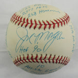 Joe Morgan Signed Auto Rawlings Stat Baseball Reggie Jackson COA A27986