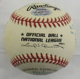 Joe Morgan Signed Auto Rawlings Stat Baseball Reggie Jackson COA A27986