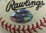 Joe Morgan Signed Auto Rawlings Stat Baseball Reggie Jackson COA A27986