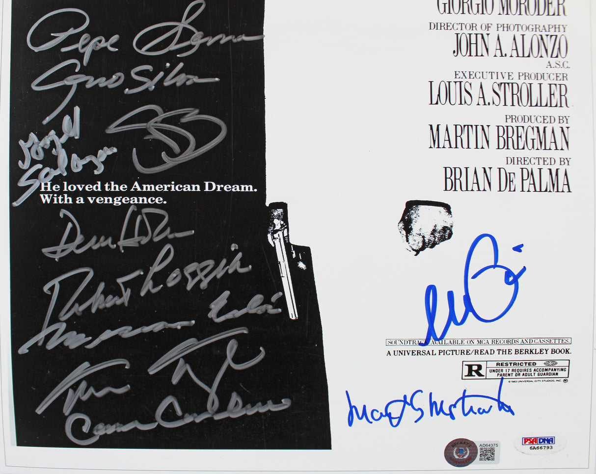 Scarface (11) Pacino, Bauer, Loggia +8 Signed 12x18 Mini Movie Poster Photo BAS