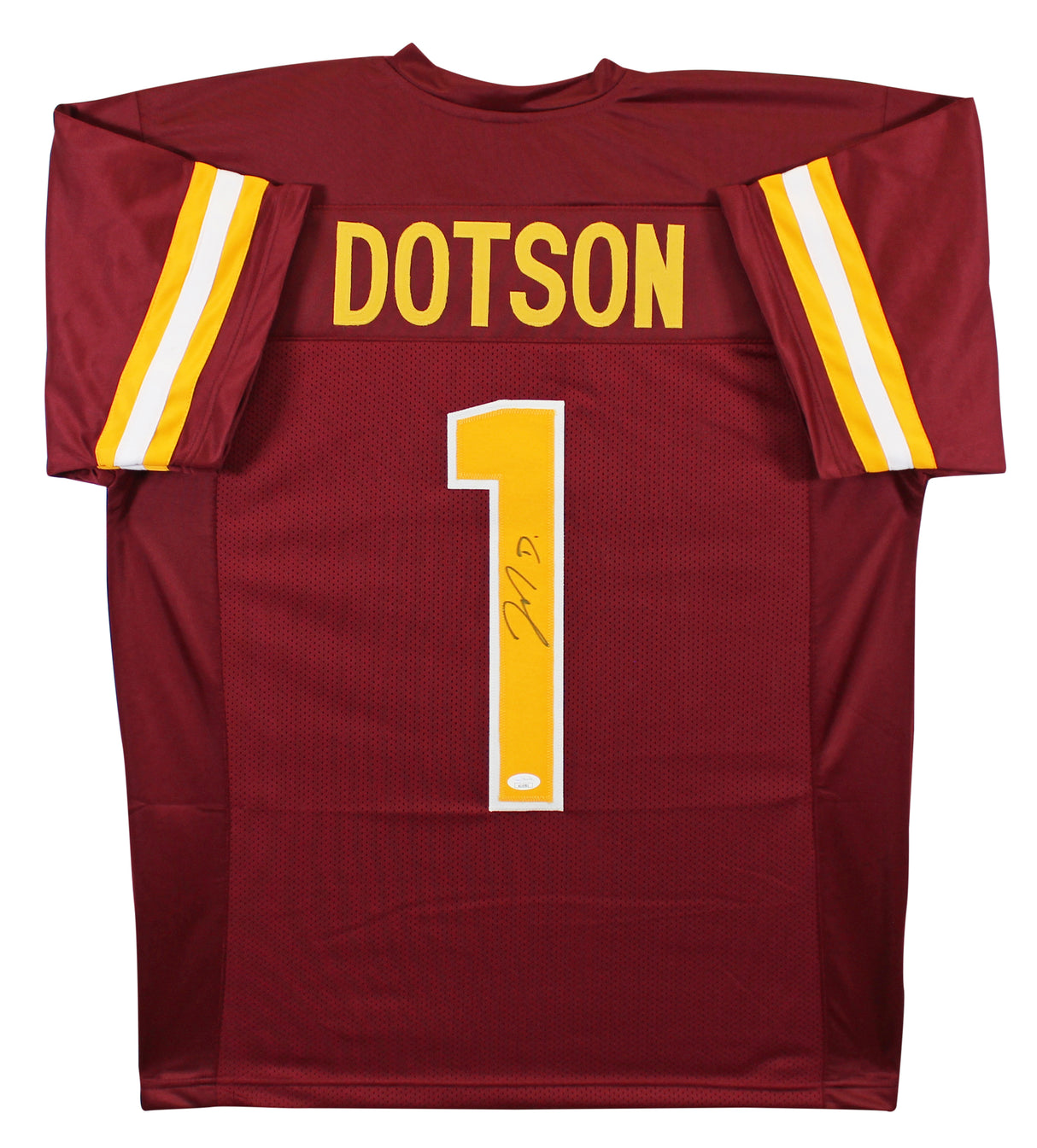 Jahan Dotson Authentic Signed Maroon Pro Style Jersey w/ Yellow #'s JSA