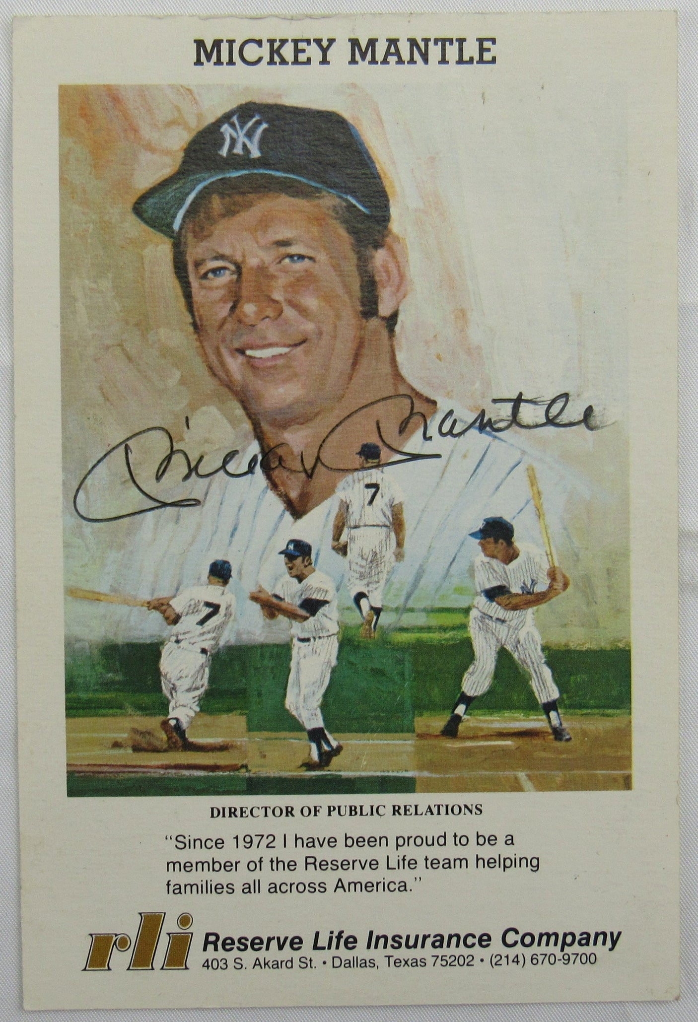 Mickey Mantle Signed Auto 4x6 Card JSA LOA ZZ10851