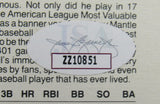 Mickey Mantle Signed Auto 4x6 Card JSA LOA ZZ10851