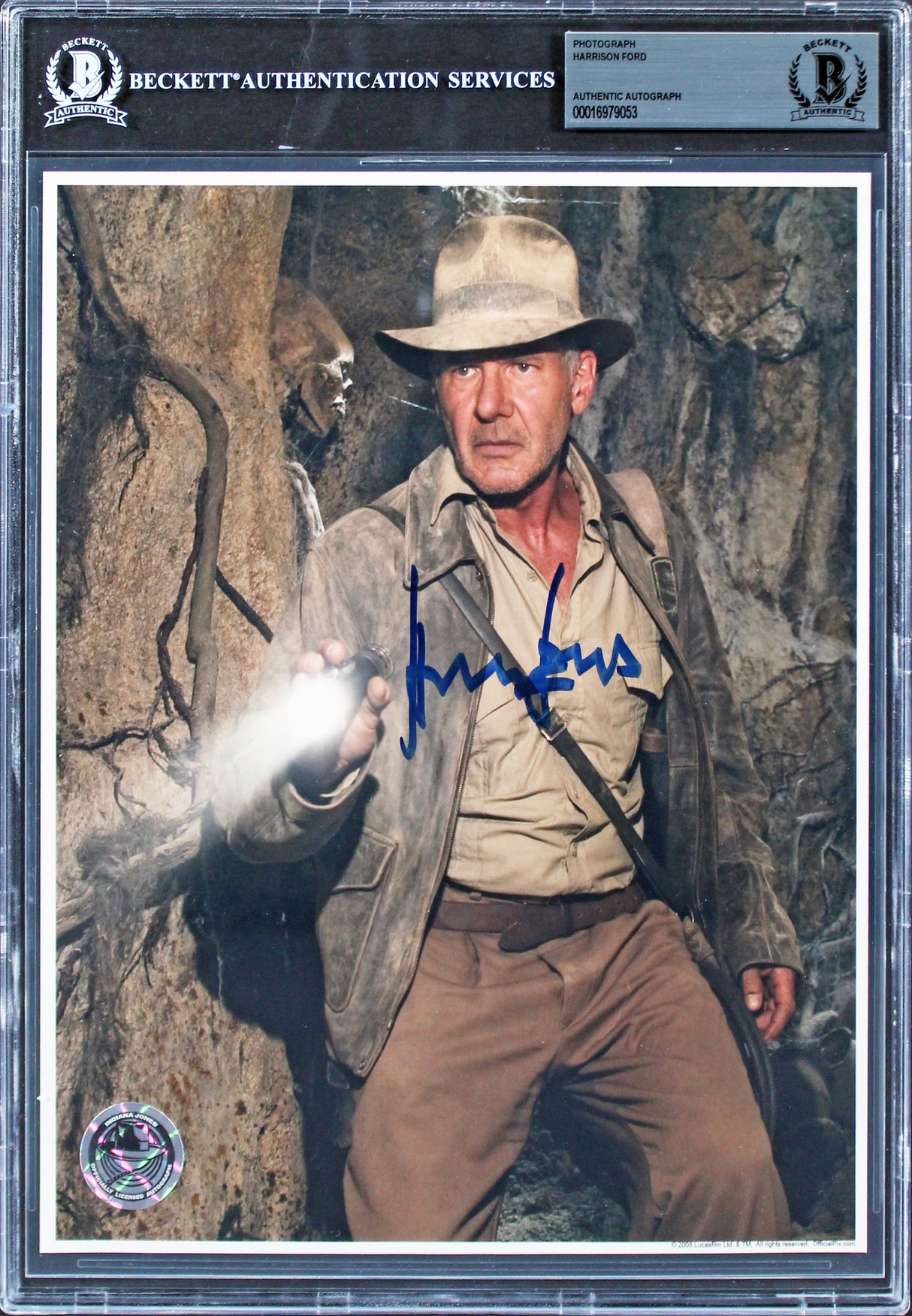 Harrison Ford Indiana Jones Raiders of the Lost Ark Signed 8x10 Photo BAS Slab