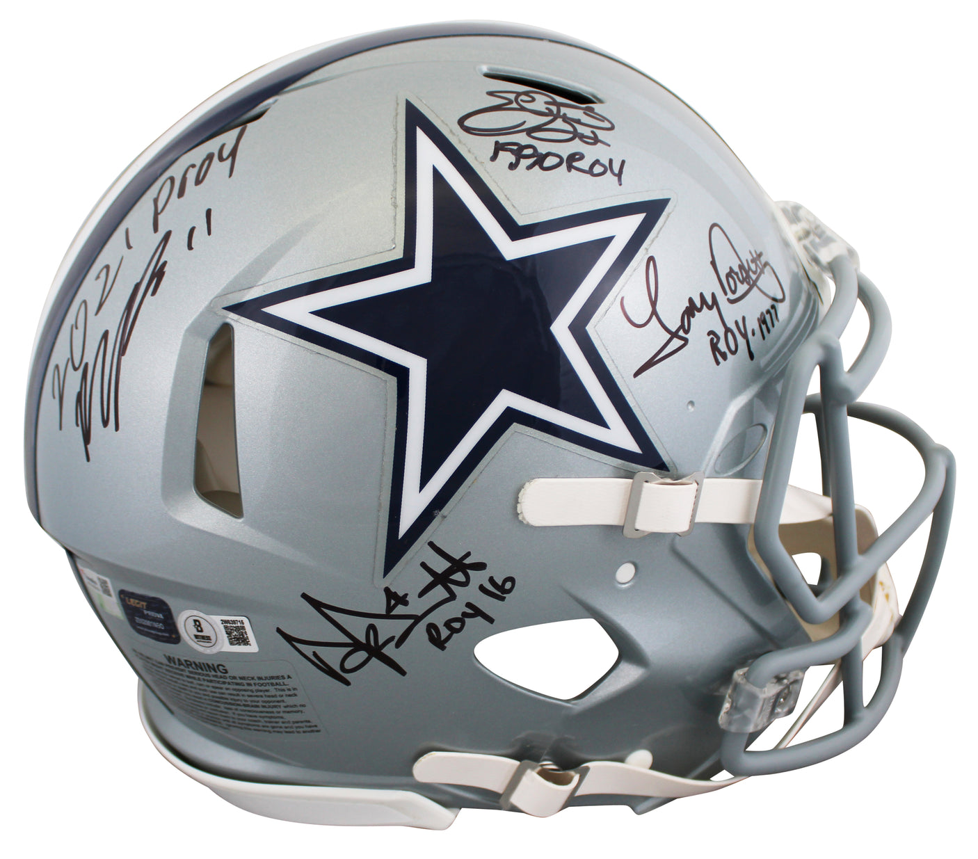 Cowboys Smith, Dorsett, Parsons & Prescott Signed F/S Speed Proline Helmet BAS 2