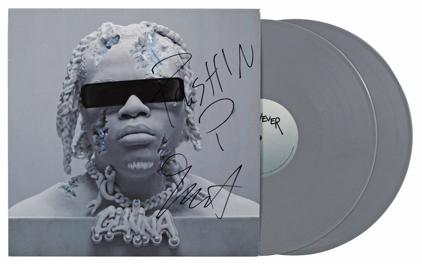 Gunna "Pushin P" Authentic Signed DS4Ever Album Cover W/ Vinyl BAS #BN06562