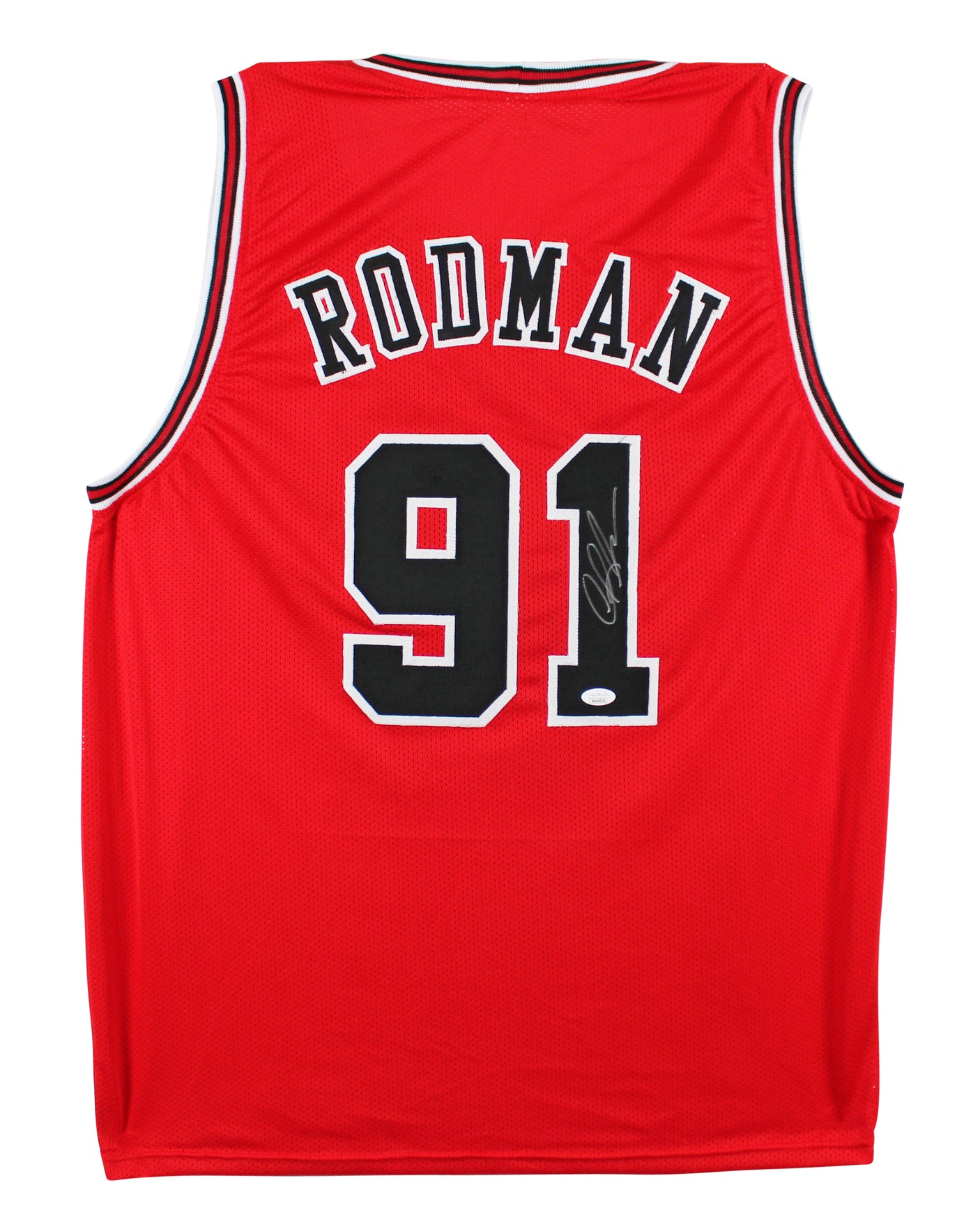 Dennis Rodman Authentic Signed Red Pro Style Jersey Autographed JSA Witness