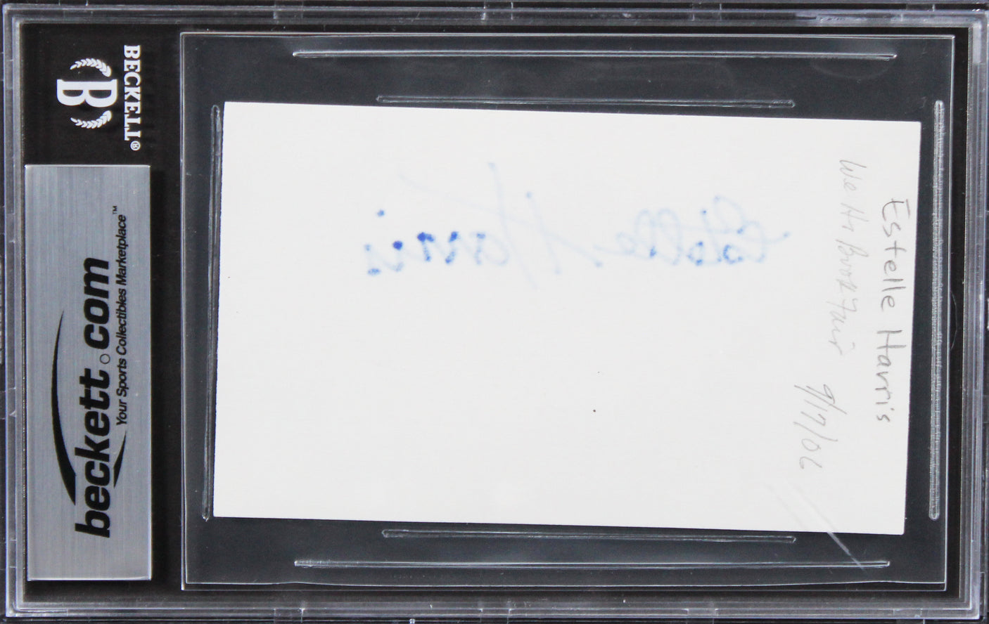 Estelle Harris Seinfeld Authentic Signed 3x5 Index Card Autographed BAS Slabbed