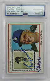 Tommy LaSorda Signed Encapsulated Baseball Card PSA/DNA