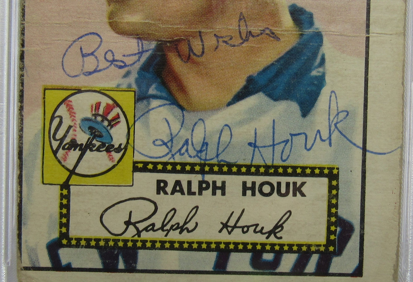 Ralph Houk Signed Encapsulated Topps Baseball Card PSA/DNA