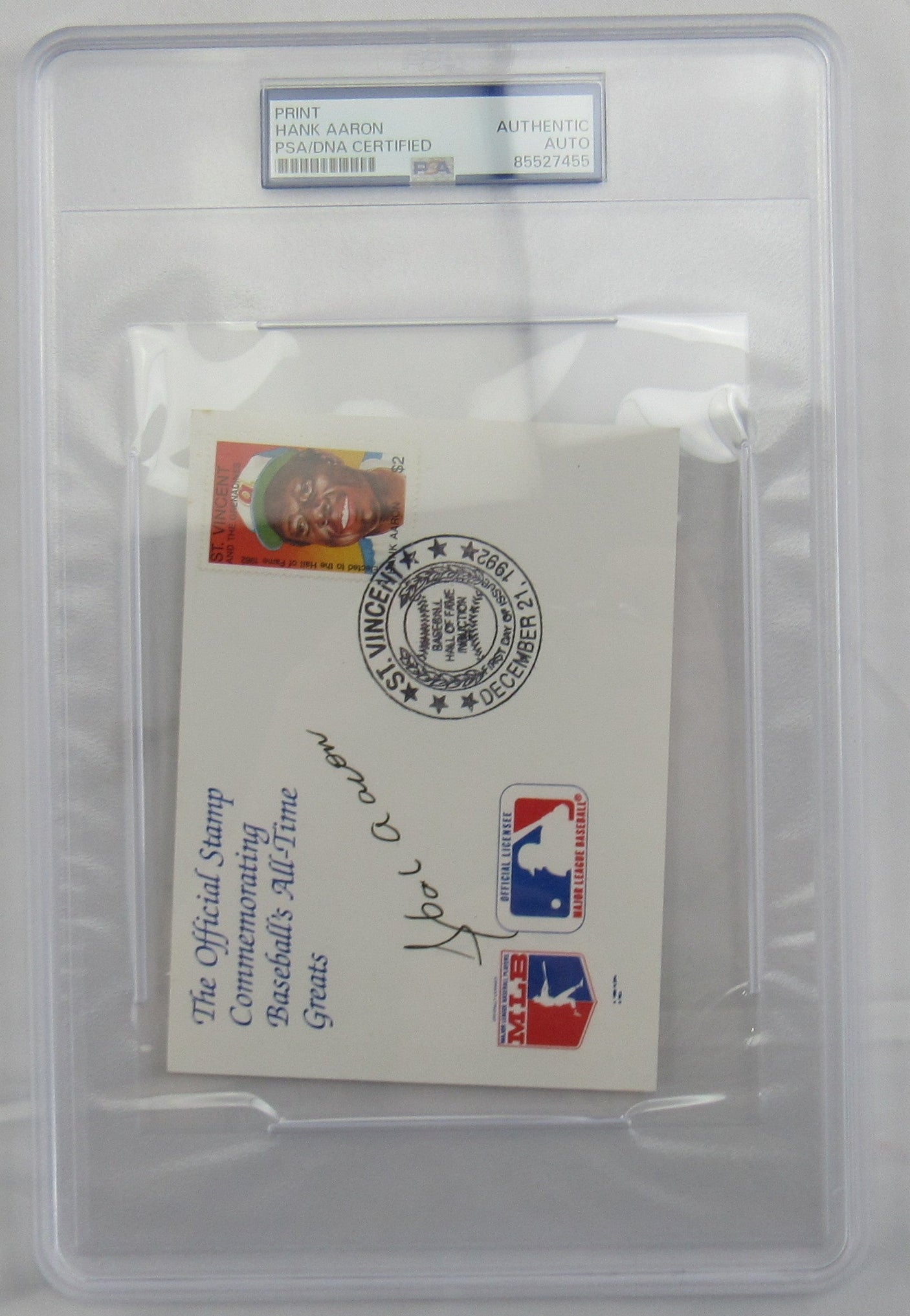 Hank Aaron Signed Encapsulated Print PSA/DNA