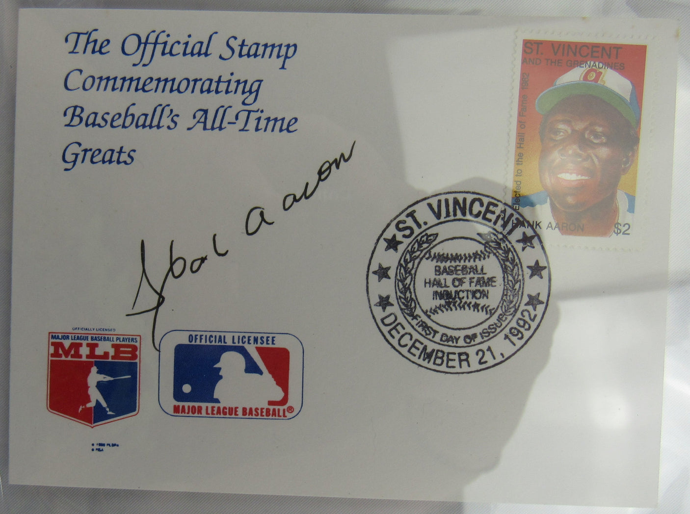 Hank Aaron Signed Encapsulated Print PSA/DNA