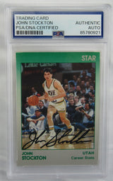 1991 Star John Stockton Signed Auto PSA/DNA Encapsulated Basketball Card